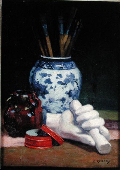 Stilleben med en blå vase av Jules Ernest Renoux