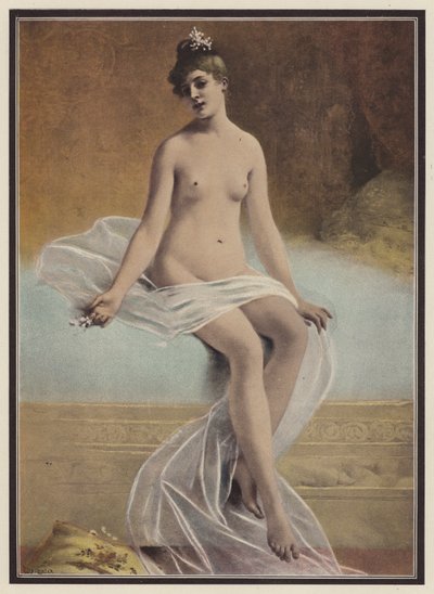 Skjørhet (fargelitho) av Jules Frederic Ballavoine