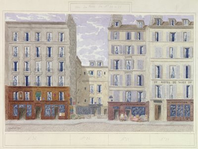 No.20 to No.26 rue du Four, Paris, Frankrike, 1893 (wc på papir) av Jules Gaildrau