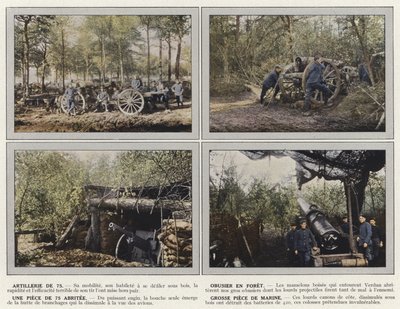 Artilleri på 75, Howitzer in the Forest, A Piece of 75 Sheltered, Large Marine Piece av Jules Gervais Courtellemont