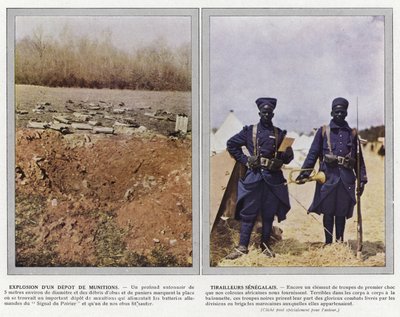 Eksplosjon av et ammunisjonslager, senegalesiske tirailleurs av Jules Gervais Courtellemont