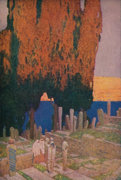På kirkegården i Eyub, på Det gylne horn, 1913 av Jules Guerin