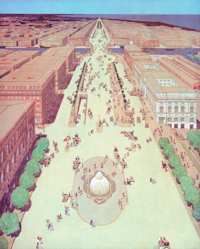 Foreslått boulevard for å forbinde nord- og sørsiden av Chicago-elven av Jules Guerin