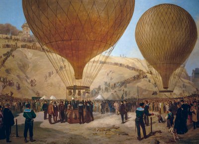 Leon Gambetta drar på Armand-Barbes varmluftsballong under beleiringen av Paris, fra Place Saint-Pierre til Montmartre 7. oktober av Jules and Guiaud Jacques Didier