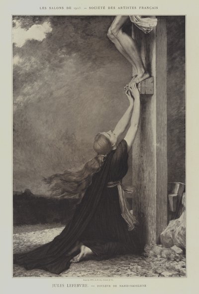 Douleur de Marie-Madeleine (Sorg over Maria Magdalena) (lito) av Jules Joseph (after) Lefebvre