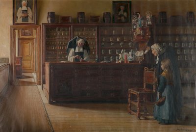 Apoteket i Sint-Janshospital i Brugge (olje på lerret) av Jules Lambeaux