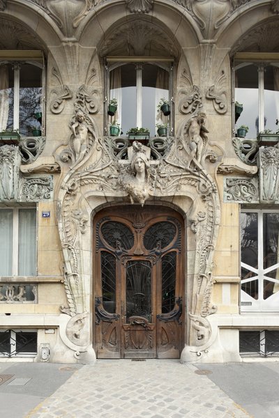 Inngangsdør til 29 avenue Rapp i 7. arrondissement i Paris, art nouveau-arkitektur av Jules Lavirotte