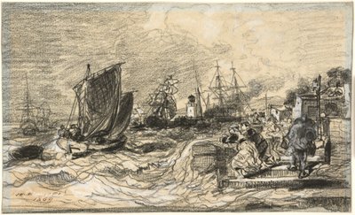 Bretonsk havn med en storm som nærmer seg av Jules Noël