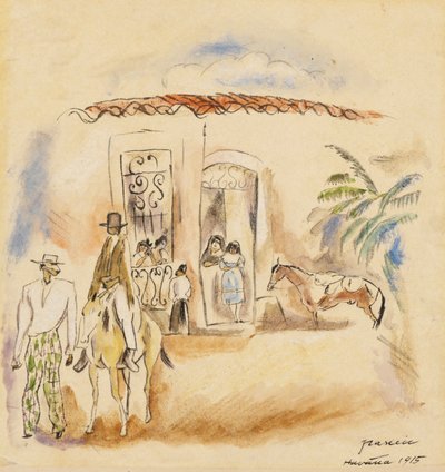 Figurgruppe, mann med grønne rutete bukser av Jules Pascin
