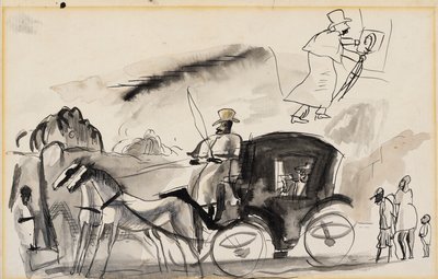 Figurer med førerhus (wc på papir) av Jules Pascin