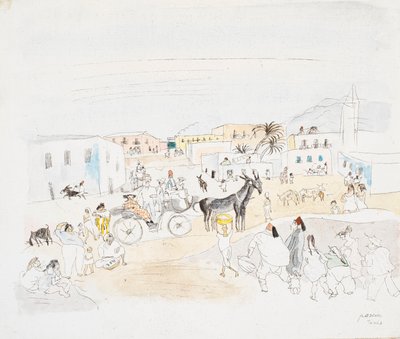 Landskap med vogn og figurer, Tunis av Jules Pascin