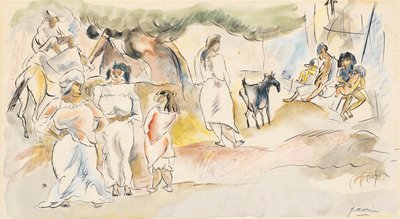 Sørlige figurer og geit av Jules Pascin