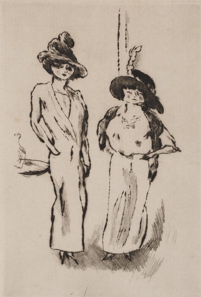 Two Women at the Ball, ca. 1910 (radering) av Jules Pascin