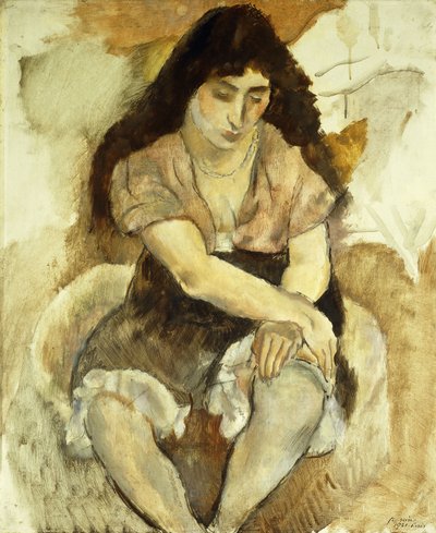 Ung kvinne sitter; Sittende ung jente, 1921 av Jules Pascin