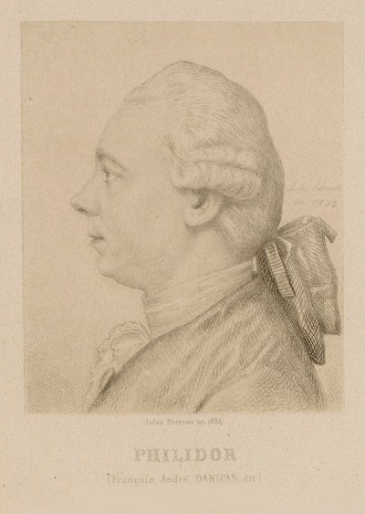 Portrett av François-André Danican Philidor 1726-1795. av Jules Porreau