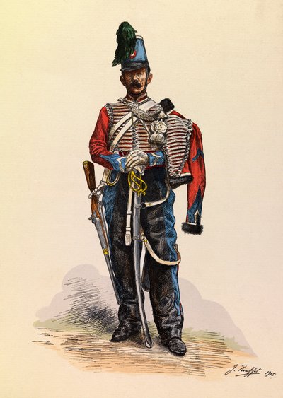 Portrett av en brigadehussar av Jules Rouffet (1862-1931) ca. 1845, privat samling av Jules Rouffet