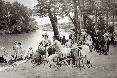 Scene på bredden av elven Marne (fototypi) av Jules Scalbert