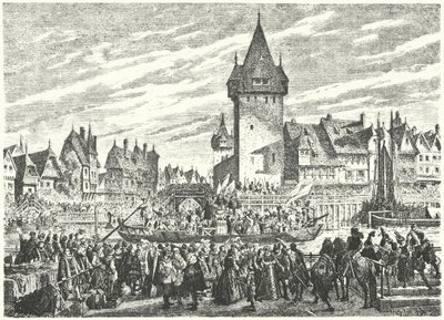 Hirsebreifahrt, transport av en last hirse med båt fra Zürich til byens allierte, Strasbourg av Jules Theophile (after) Schuler