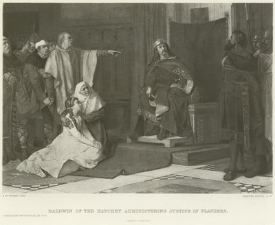 Baldwin of the Hatchet administrerer rettferdighet i Flandern (gravyr) av Juliaan de Vriendt