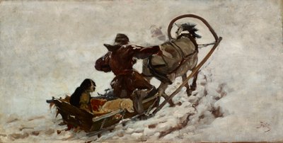 Hunder på jakt, ca. 1886 (olje på lerret) av Julian Falat