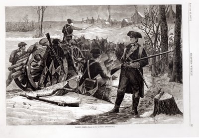 Vinterscene ved Continental Army Encampment i Valley Forge, Pennsylvania, 1780, fra 