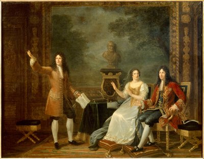 Jean Racine (1639-1699) leser "" Athalie"" før Louis XIV (1638-1715) og Francoise d