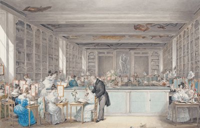 Pierre-Joseph Redoutés skole for botanisk tegning i Salle Buffon i Jardin des Plantes, 1830 (wc og grafitt på papir) av Julie Ribault