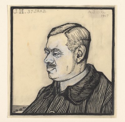 Portrett av en 37 år gammel mann med initialene J.H. av Julie de Graag (signed by artist)
