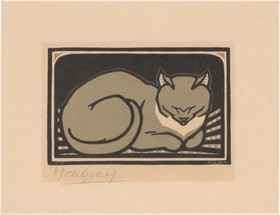 sovende katt av Julie de Graag (signed by artist)