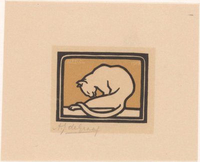 vaske katt av Julie de Graag (signed by artist)