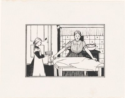 Kvinne og jente dekker et bord av Julie de Graag