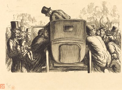 Universell utstilling: Utlendingen finner alle de ønskelige fasilitetene... av Julien Antoine Peulot after Honoré Daumier