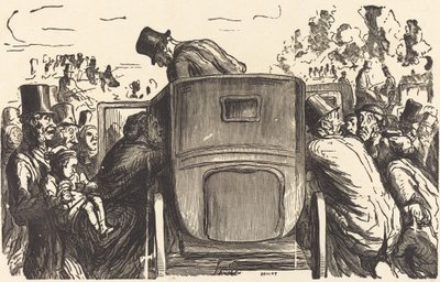 Universell utstilling: Utlendingen finner alle de ønskelige fasilitetene... av Julien Antoine Peulot after Honoré Daumier