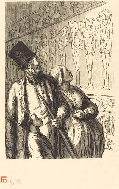 Universell utstilling: Egyptisk seksjon av Julien Antoine Peulot after Honoré Daumier