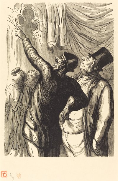 Verdensutstilling: En ekte cicerone av Julien Antoine Peulot after Honoré Daumier