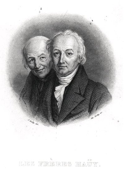 The Hauy Brothers: Rene-Just (1743-1822) og Valentin Hauy (1745-1822) gravert av Alphonse Boilly (1801-67) (gravering) (s/hvitt foto) av Julien Leopold (after) Boilly