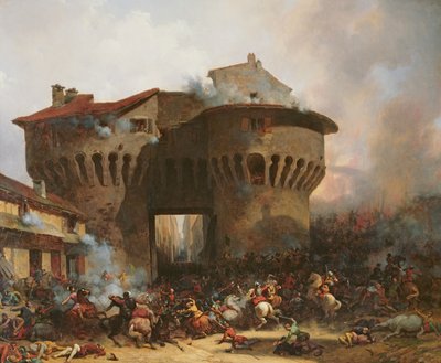 Kamp ved Porte Pannessac i 1562, ca. 1833 av Julien Michel Gue