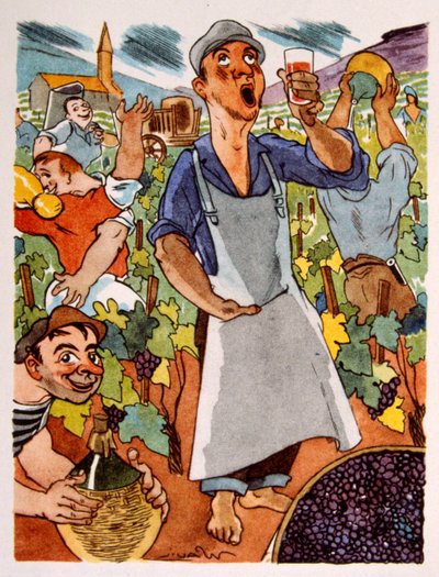 Fransk vingård. 1944. Illustrasjon av Julien Pavil av Julien Pavil