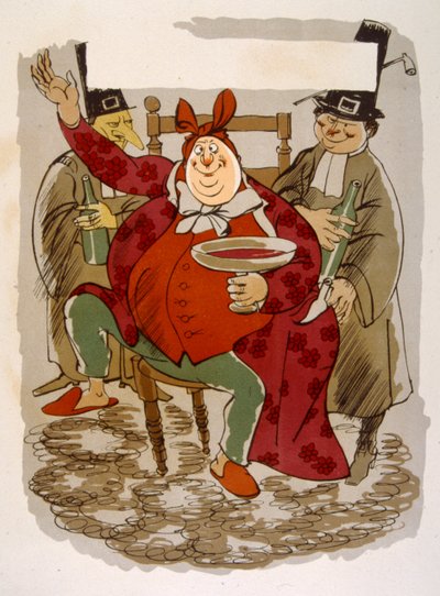 Humoristisk vinillustrasjon 1946. Illustrasjon av Julien Pavil av Julien Pavil