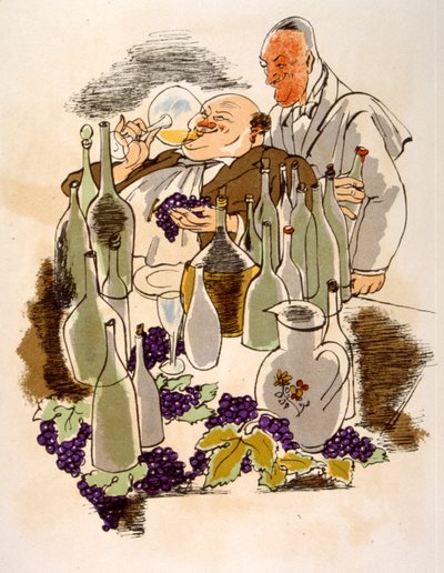 Humoristisk vinillustrasjon 1946. Illustrasjon av Julien Pavil av Julien Pavil