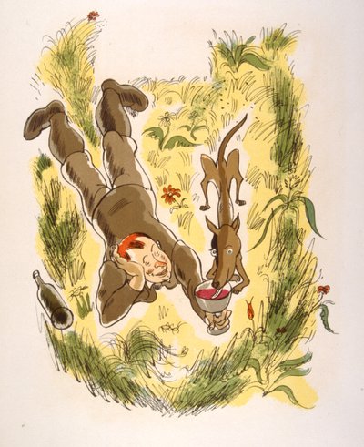 Humoristisk vinillustrasjon 1946. Illustrasjon av Julien Pavil av Julien Pavil