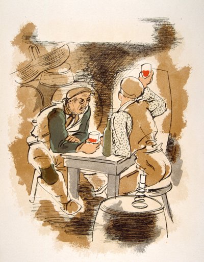 Humoristisk vinillustrasjon 1946. Illustrasjon av Julien Pavil av Julien Pavil