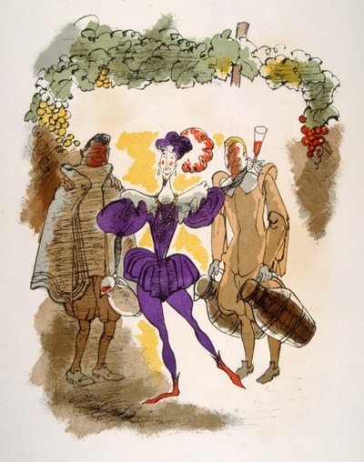 Humoristisk vinillustrasjon 1946. Illustrasjon av Julien Pavil av Julien Pavil