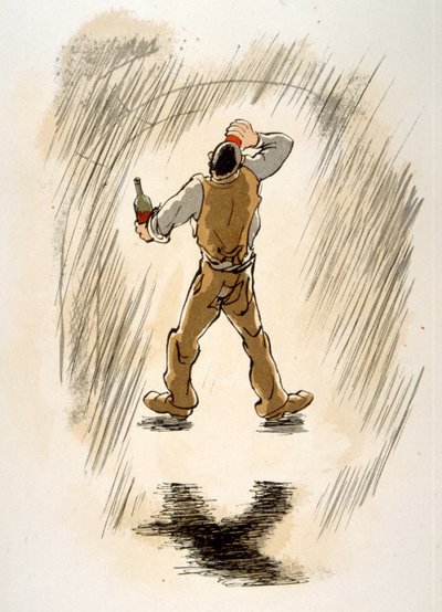 Humoristisk vinillustrasjon 1946. Illustrasjon av Julien Pavil av Julien Pavil