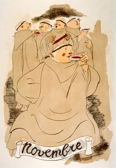 Humoristisk vinillustrasjon 1946. Illustrasjon av Julien Pavil av Julien Pavil