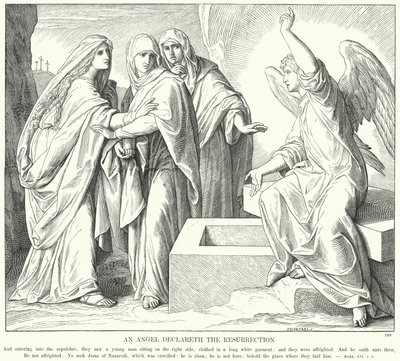 En engel erklærer oppstandelsen (gravering) av Julius (after) Schnorr von Carolsfeld