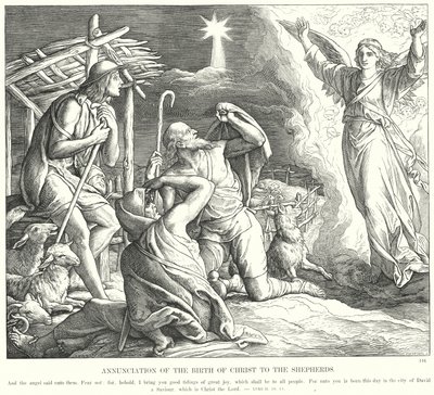 Kunngjøring av Kristi fødsel til hyrdene (gravering) av Julius (after) Schnorr von Carolsfeld