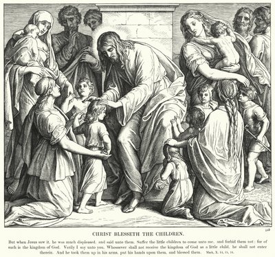 Kristus velsigner barna (gravering) av Julius (after) Schnorr von Carolsfeld