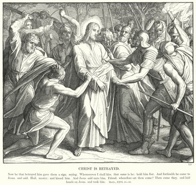 Kristus er forrådt (gravering) av Julius (after) Schnorr von Carolsfeld