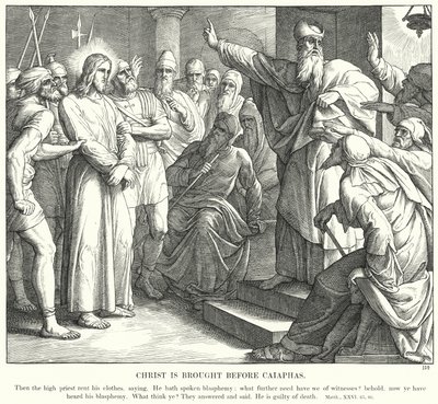 Kristus blir brakt foran Kaifas (gravering) av Julius (after) Schnorr von Carolsfeld